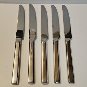 REED& BARTON PERSPECTIVE  DINNER KNIVES STAINLESS 18/10 FLATWAR  SET OF 5